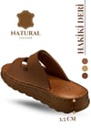 SERMODA , Slippers , Hakiki Deri Erkek Terlik - Yumuşak Kalın Taban Tabanlı Hakiki Deri Erkek Terlik C Taba