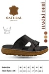 SERMODA , Slippers , Hakiki Deri Erkek Terlik - Yumuşak Kalın Taban Tabanlı Hakiki Deri Erkek Terlik G Siyah