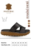 SERMODA , Slippers , Hakiki Deri Erkek Terlik - Yumuşak Kalın Taban Tabanlı Hakiki Deri Erkek Terlik A Siyah