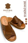 SERMODA , Slippers , Hakiki Deri Erkek Terlik - Yumuşak Kalın Taban Tabanlı Hakiki Deri Erkek Terlik 3D Taba