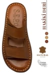 SERMODA , Slippers , Hakiki Deri Erkek Terlik - Yumuşak Kalın Taban Tabanlı Hakiki Deri Erkek Terlik C Taba
