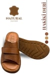 SERMODA , Slippers , Hakiki Deri Erkek Terlik - Yumuşak Kalın Taban Tabanlı Hakiki Deri Erkek Terlik YC Taba