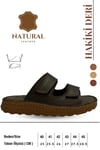 SERMODA , Slippers , Hakiki Deri Erkek Terlik - Yumuşak Kalın Taban Tabanlı Hakiki Deri Erkek Terlik C Kahve