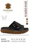 SERMODA , Slippers , Hakiki Deri Erkek Terlik - Yumuşak Kalın Taban Tabanlı Hakiki Deri Erkek Terlik YT Siyah