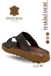 SERMODA , Slippers , Hakiki Deri Erkek Terlik - Yumuşak Kalın Taban Tabanlı Hakiki Deri Erkek Terlik G Kahve