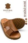 SERMODA , Slippers , Hakiki Deri Erkek Terlik - Yumuşak Kalın Taban Tabanlı Hakiki Deri Erkek Terlik A Taba