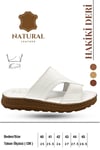 SERMODA , Slippers , Hakiki Deri Erkek Terlik - Yumuşak Kalın Taban Tabanlı Hakiki Deri Erkek Terlik 3A Beyaz
