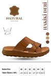 SERMODA , Slippers , Hakiki Deri Erkek Terlik - Yumuşak Kalın Taban Tabanlı Hakiki Deri Erkek Terlik G Taba