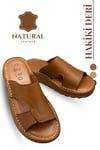 SERMODA , Slippers , Hakiki Deri Erkek Terlik - Yumuşak Kalın Taban Tabanlı Hakiki Deri Erkek Terlik A Taba