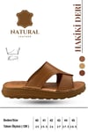 SERMODA , Slippers , Hakiki Deri Erkek Terlik - Yumuşak Kalın Taban Tabanlı Hakiki Deri Erkek Terlik A Taba