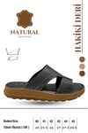 SERMODA , Slippers , Hakiki Deri Erkek Terlik - Yumuşak Kalın Taban Tabanlı Hakiki Deri Erkek Terlik A Şır Füme