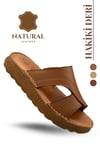 SERMODA , Slippers , Hakiki Deri Erkek Terlik - Yumuşak Kalın Taban Tabanlı Hakiki Deri Erkek Terlik A Taba