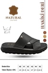 SERMODA , Slippers , Hakiki Deri Erkek Terlik - Yumuşak Kalın Taban Tabanlı Hakiki Deri Erkek Terlik Şırıngıl Füme