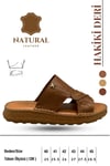 SERMODA , Slippers , Hakiki Deri Erkek Terlik - Yumuşak Kalın Taban Tabanlı Hakiki Deri Erkek Terlik 3D Taba