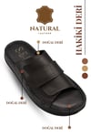 SERMODA , Slippers , Hakiki Deri Erkek Terlik - Yumuşak Kalın Taban Tabanlı Hakiki Deri Erkek Terlik YC Siyah