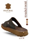 SERMODA , Slippers , Hakiki Deri Erkek Terlik - Yumuşak Kalın Taban Tabanlı Hakiki Deri Erkek Terlik A Kahve