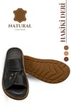 SERMODA , Slippers , Hakiki Deri Erkek Terlik - Yumuşak Kalın Taban Tabanlı Hakiki Deri Erkek Terlik YT Siyah