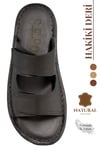 SERMODA , Slippers , Hakiki Deri Erkek Terlik - Yumuşak Kalın Taban Tabanlı Hakiki Deri Erkek Terlik C Siyah