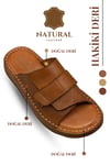 SERMODA , Slippers , Hakiki Deri Erkek Terlik - Yumuşak Kalın Taban Tabanlı Hakiki Deri Erkek Terlik YC Taba