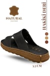 SERMODA , Slippers , Hakiki Deri Erkek Terlik - Yumuşak Kalın Taban Tabanlı Hakiki Deri Erkek Terlik YT Siyah