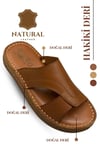 SERMODA , Slippers , Hakiki Deri Erkek Terlik - Yumuşak Kalın Taban Tabanlı Hakiki Deri Erkek Terlik A Taba