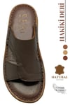 SERMODA , Slippers , Hakiki Deri Erkek Terlik - Yumuşak Kalın Taban Tabanlı Hakiki Deri Erkek Terlik A Kahve