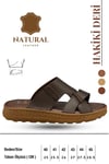 SERMODA , Slippers , Hakiki Deri Erkek Terlik - Yumuşak Kalın Taban Tabanlı Hakiki Deri Erkek Terlik G Kahve