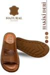 SERMODA , Slippers , Hakiki Deri Erkek Terlik - Yumuşak Kalın Taban Tabanlı Hakiki Deri Erkek Terlik C Taba