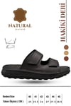 SERMODA , Slippers , Hakiki Deri Erkek Terlik - Yumuşak Kalın Taban Tabanlı Hakiki Deri Erkek Terlik C Siyah