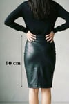 SERMODA , Etek , Kalem Deri Etek - Bel Lastikli Slim Fit Midi Kalem Etek UD Siyah