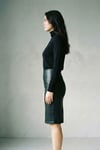 SERMODA , Etek , Kalem Deri Etek - Bel Lastikli Slim Fit Midi Kalem Etek UD Siyah