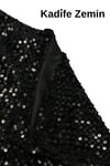 SERMODA , Bluz & Tunik , Pullu Bluz - Pul Payetli Lastik Askılı Crop Bluz Siyah