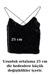 SERMODA , Bluz & Tunik , Pullu Bluz - Pul Payetli Lastik Askılı Crop Bluz Siyah