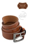 SERMODA , Kemer , Sermoda 38 mm Vegetal Deri Düz Kot Kemeri Taba