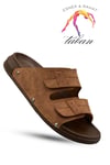 SERMODA , Slippers , Sermoda Deri Terlik - 3 lü Set Çift Cırtlı Ayarlanabilir Suni Deri Terlik