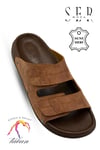 SERMODA , Slippers , Sermoda Deri Terlik - 3 lü Set Çift Cırtlı Ayarlanabilir Suni Deri Terlik