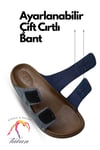 SERMODA , Slippers , Sermoda Deri Terlik - 3 lü Set Çift Cırtlı Ayarlanabilir Suni Deri Terlik