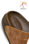 SERMODA , Slippers , Sermoda Erkek Terlik - Çift Cırtlı Ayarlanabilir Esnek Taban Deri Erkek Terlik C Taba