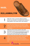 SERMODA , Slippers , Men's Genuine Leather Slippers with Lightweight Sole – Handmade Real Leather Comfort Slides 3D Caramel 1
