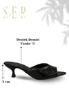 SERMODA , Terlik , Sermoda Topuklu Kadın Terlik - 5 cm İnce Topuklu Kadın Terlik Siyah Yanki