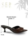 SERMODA , Terlik , Sermoda Topuklu Kadın Terlik - 5 cm İnce Topuklu Kadın Terlik Kahve Yanki
