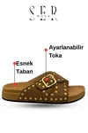 SERMODA , Kadın Terlik & Sandalet Modelleri ve Fiyatları | Sermoda , Troklu Kadın Terlik - Tokalı Troklu Rahat ve Esnek Taban Kadın Terlik Kahve