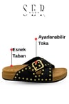 SERMODA , Kadın Terlik & Sandalet Modelleri ve Fiyatları | Sermoda , Troklu Kadın Terlik - Tokalı Troklu Rahat ve Esnek Taban Kadın Terlik Siyah