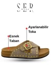 SERMODA , Kadın Terlik & Sandalet Modelleri ve Fiyatları | Sermoda , Troklu Kadın Terlik - Tokalı Troklu Rahat ve Esnek Taban Kadın Terlik Bej