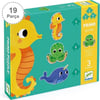 Djeco Dev Puzzle - Deniz Canlıları 4-6-9 Parça