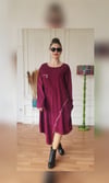 Bordo Fitilli Kadife Elbise