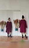 Bordo Fitilli Kadife Elbise