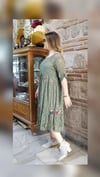 Haki İşlemeli Dantelli Elbise