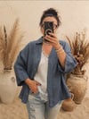 İtalyan Keten Gömlek Renk İndigo Mavi