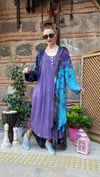 Lacivert Batik Desenli Asimetrik Kaftan 